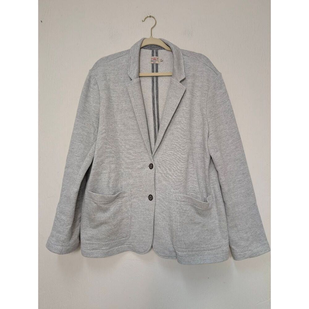 Faherty Womens Heather Inlet Knit Notched Lapel Two-Button Blazer Grey Size XL